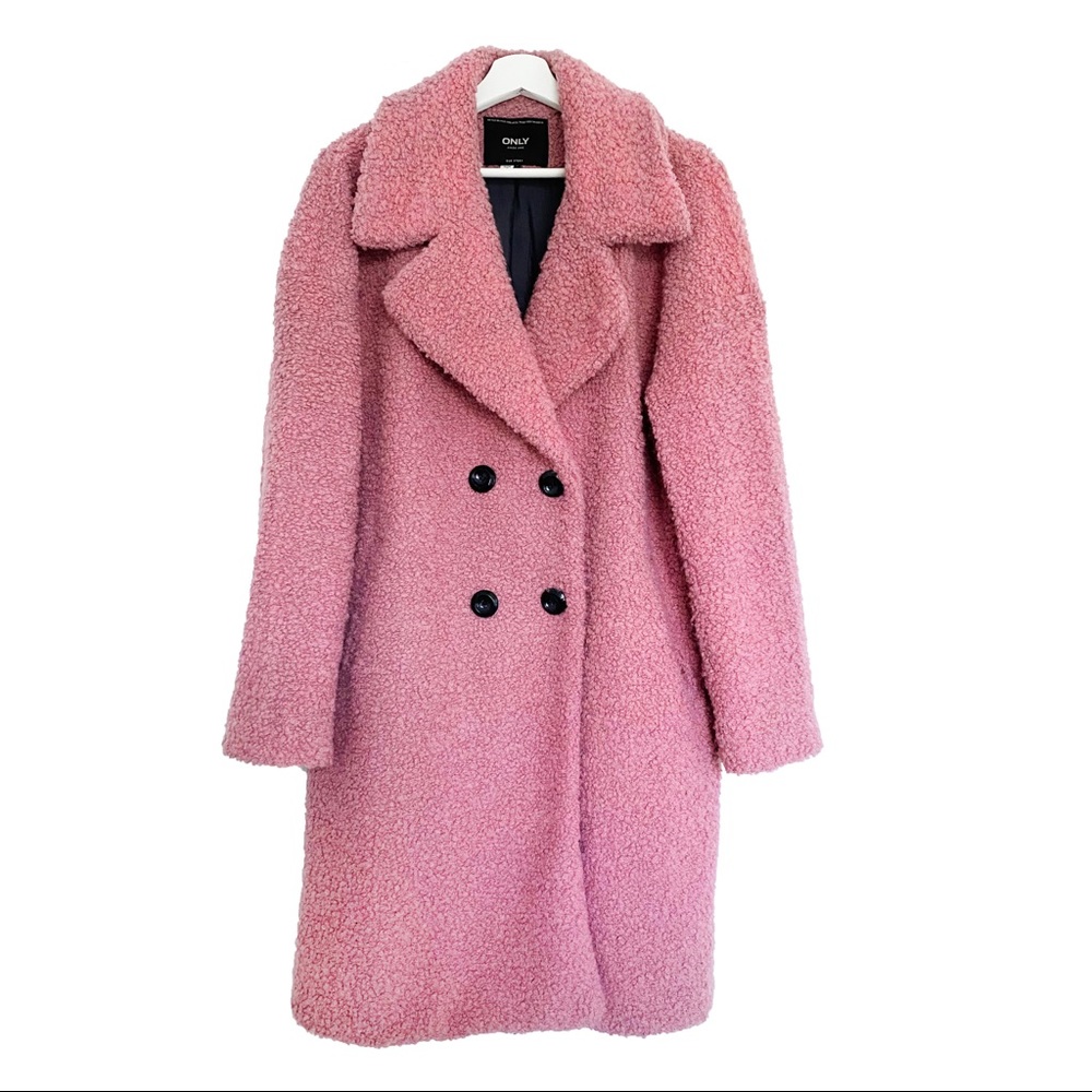 Oversized Pink Sherpa Coat
